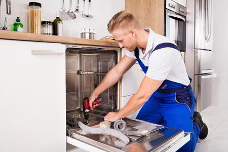 Sparkle Appliance Technician Working On Columbia Dishwasher Repair