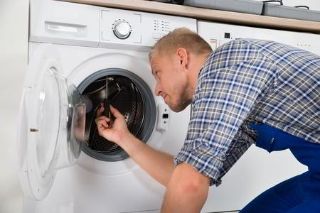 Sparkle Appliance Technician Working On Brentwood Washing Machine Repair