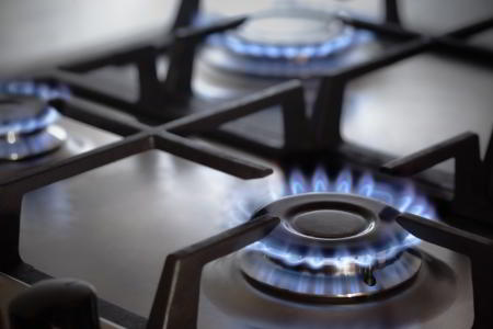 Two Gas Fueled Rings On A Gas Stove
