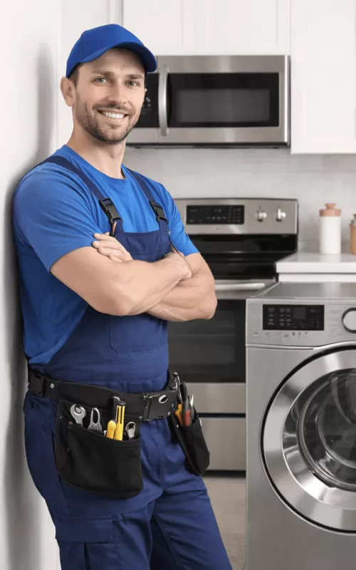 sparkle appliance-repair technician with household appliances